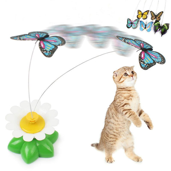 Electric Rotating Colorful Butterfly Funny dog Cat Toys bird Pet Seat Scratch Toy For Cat Kitten dog cats intelligence trainning