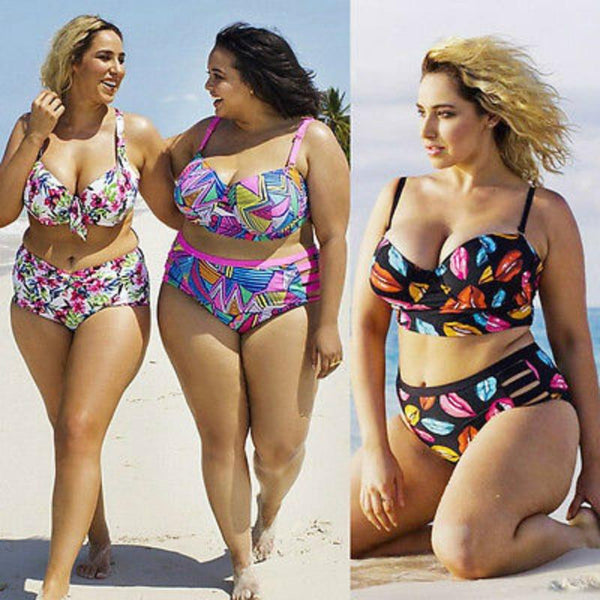 Plus Size Bikini Women Push Up Padded Hight Waist Bikini Set Swimwear Swimsuit Bathing Suit Beachwear Large Size Swimwear XL-5XL
