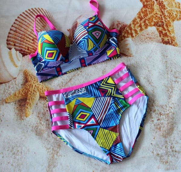 Plus Size Bikini Women Push Up Padded Hight Waist Bikini Set Swimwear Swimsuit Bathing Suit Beachwear Large Size Swimwear XL-5XL