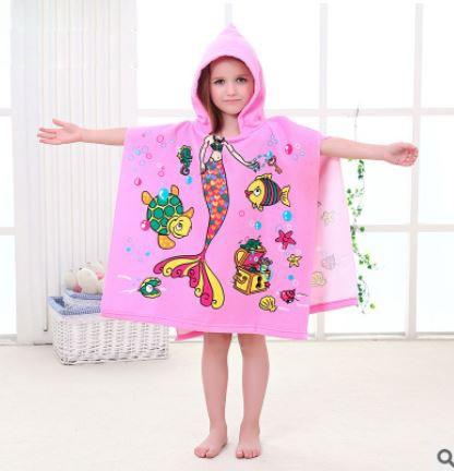 Size 90*60CM Children Cartoon Baby Hooded Bath Towel Bathrobe Cotton Terry Infant Kids Bathing Wrap Toddler Kids Gifts BCS0004