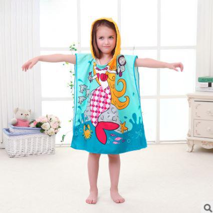 Size 90*60CM Children Cartoon Baby Hooded Bath Towel Bathrobe Cotton Terry Infant Kids Bathing Wrap Toddler Kids Gifts BCS0004