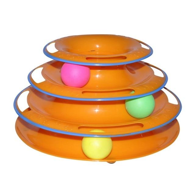 Pets Interactive Toys Cats Three-tier Turntable Pet Intellectual Track Tower Funny Cat Toy Plate 4 Balls 3 Balls