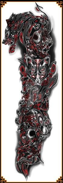 Full Arm Temporary tattoo waterproof cool grey black dragon mechanical fake tattoos 3D large size 48*17cm big tatto for men 2018