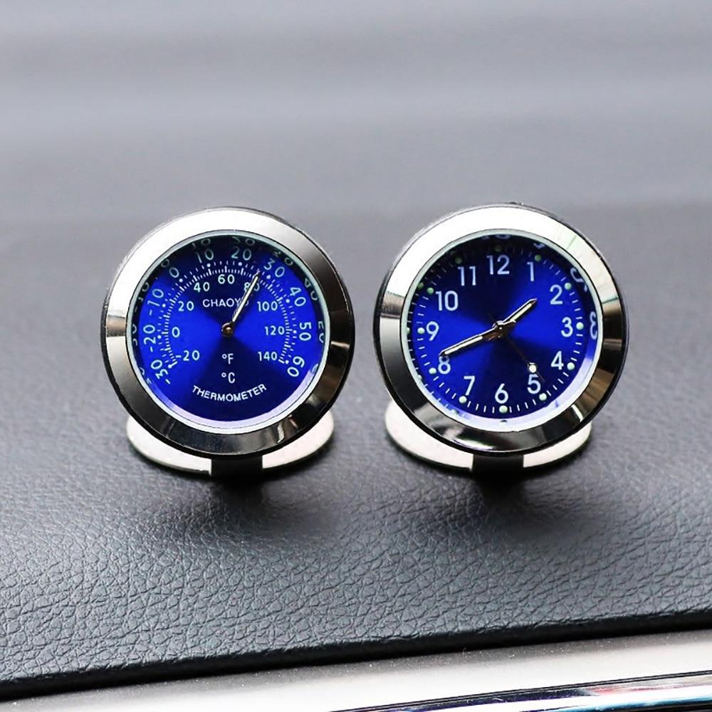 Car Ornament Creative Luminous Clock Thermometer Fashion Automobile Auto Interior Digital Pointer Watch Decoration Accessories
