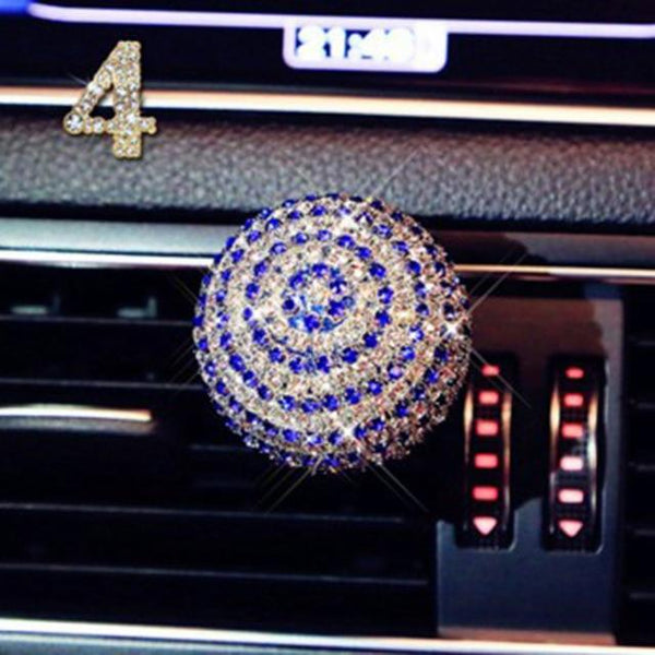 Car Ornament Crystal Diamond Flower Auto Air Condition Vent Perfume Balsam Balm Fragrance Air Freshener Car Interior Decoration