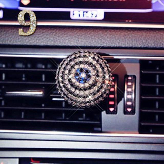 Car Ornament Crystal Diamond Flower Auto Air Condition Vent Perfume Balsam Balm Fragrance Air Freshener Car Interior Decoration