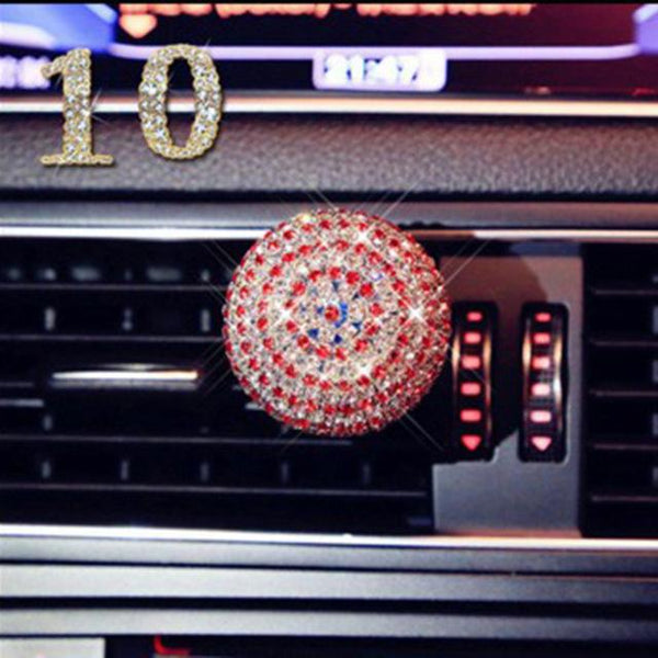 Car Ornament Crystal Diamond Flower Auto Air Condition Vent Perfume Balsam Balm Fragrance Air Freshener Car Interior Decoration