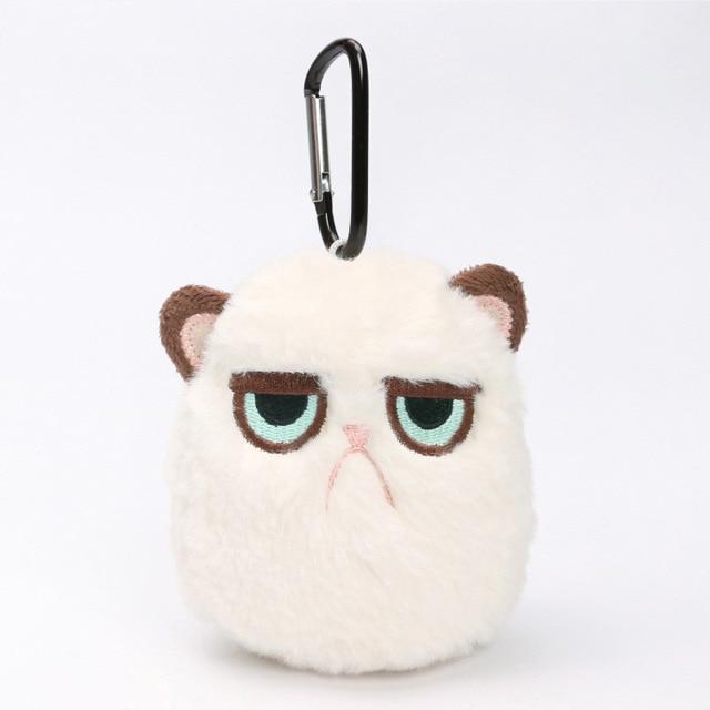 MICROPLUSH 12cm Grouchy Kitten Cat Plush Clip Keychain Mini Charm Bag Pendants Angry Cat Soft Stuffed Animal Toys Plushie Throw