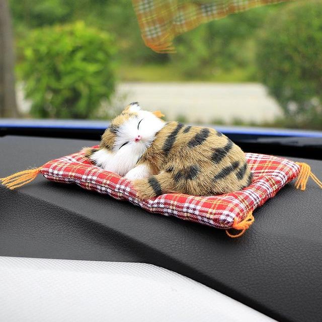 Car Ornaments Cute Simulation Sleeping Cats Decoration Automobiles Lovely Plush Kittens Doll Toy Children Gifts Accessories