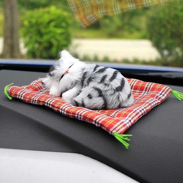 Car Ornaments Cute Simulation Sleeping Cats Decoration Automobiles Lovely Plush Kittens Doll Toy Children Gifts Accessories