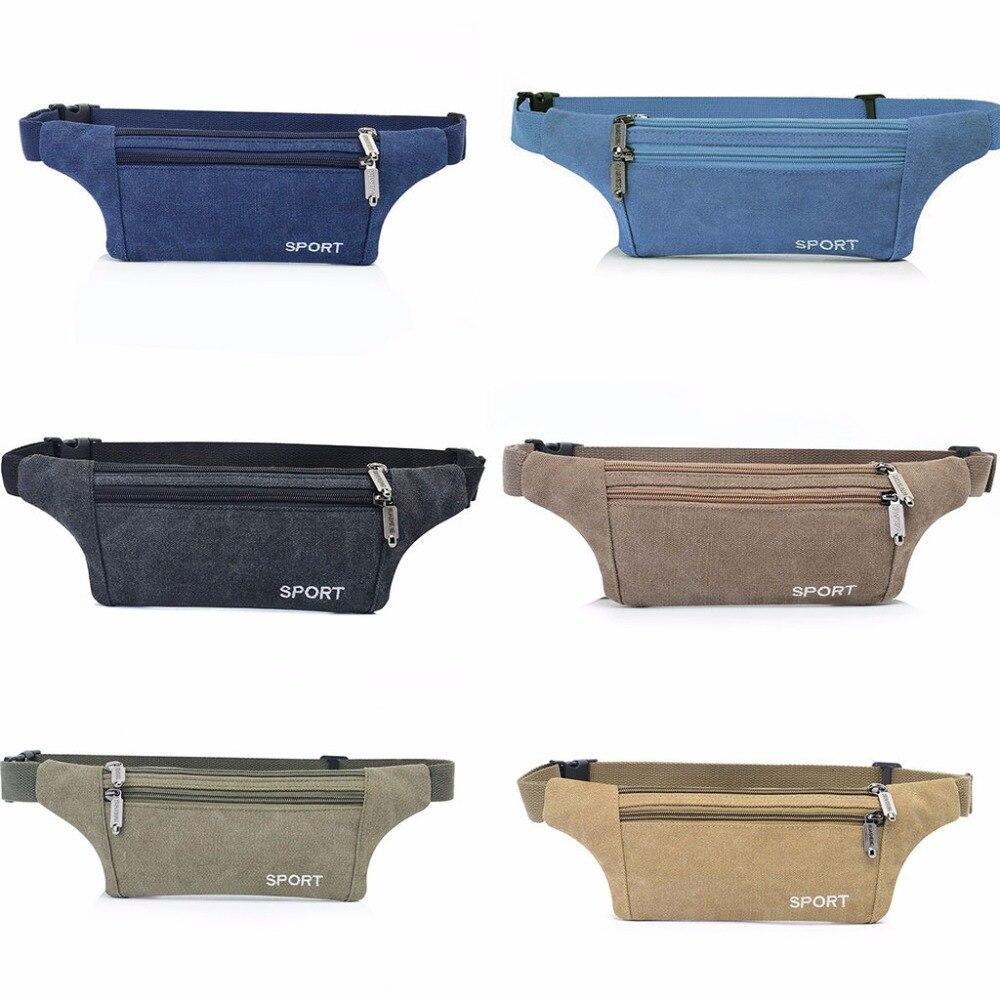 Men Running Waist Bag Jogging Cycling Hiking Canvas Sports Bags Fitness Accessories