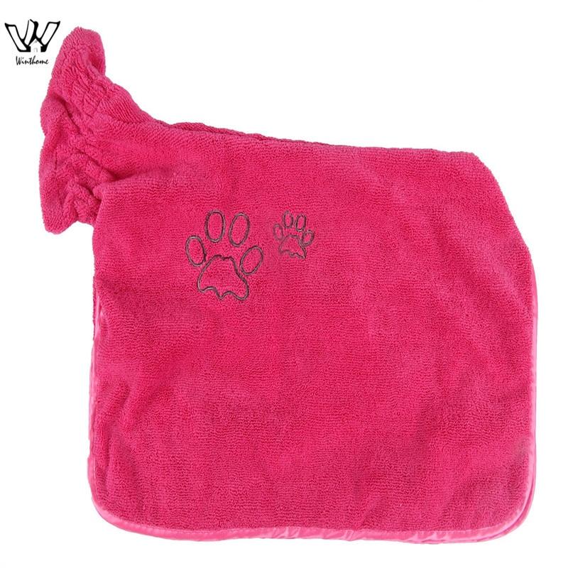 Dog Bathrobe Warm Pets Clothes Super Absorbent Pet Drying Towel Embroidery Paw Cat Hood Pet Bath Towel Grooming Pet Product Big