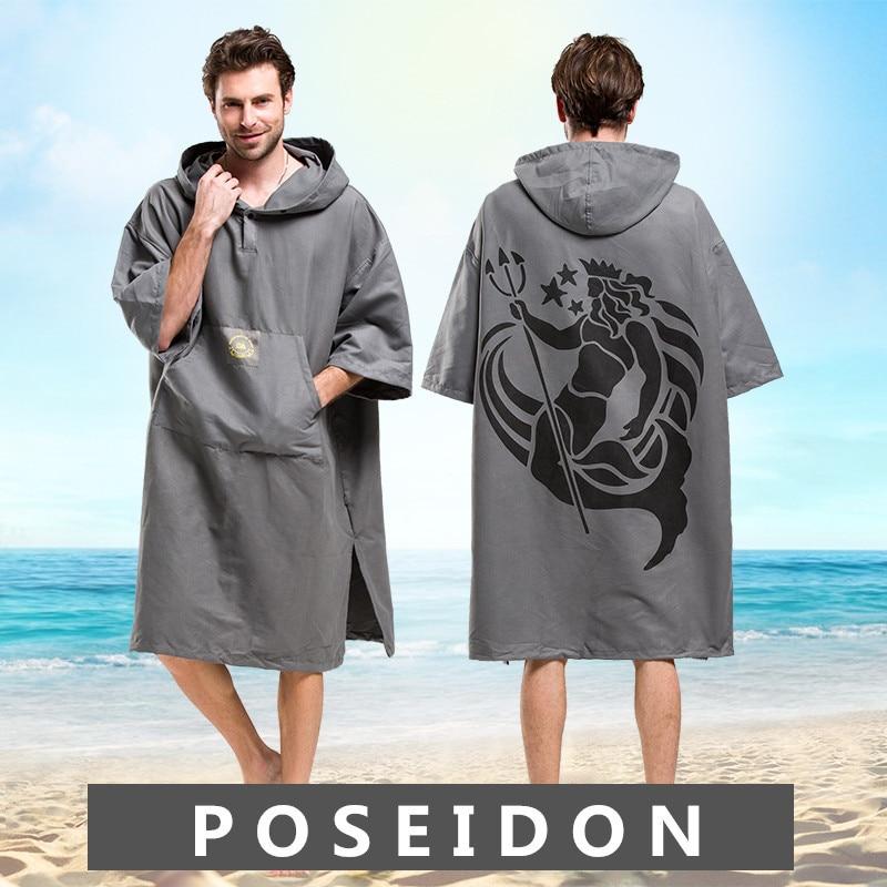 Poseidon Printing Changing Robe Bath Towel Outdoor Adult Hooded Beach Towel Poncho Bathrobe Towels Women Man Bathrobe LST