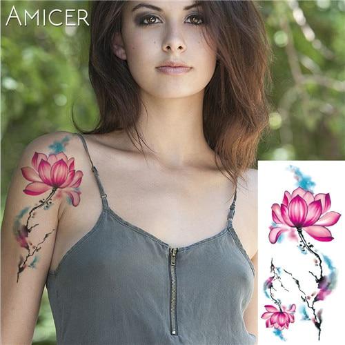 sexy romantic dark rose flowers Tattoo sleeve flash henna tattoos fake Waterproof temporary tattoos stickers translated tattoos