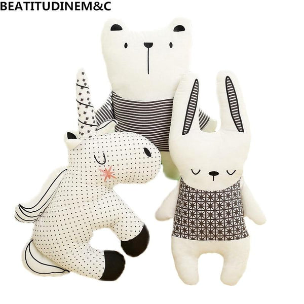 Nordic Style Rabbit Unicorn Bear Pillow Cushion Toys, Cotton Animal Plush Toys, Children's Toys, Baby Room Decoration