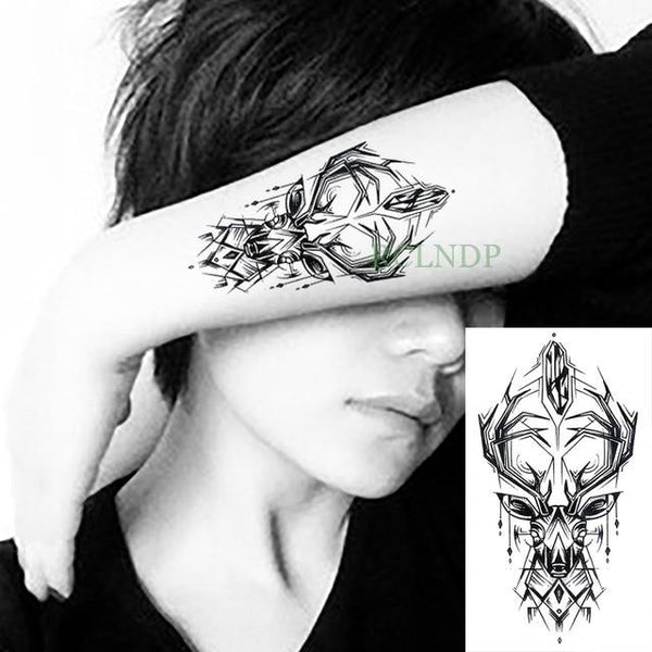 Waterproof Temporary Tattoo fox wolf wolves whale owl geometric animal tatto flash tatoo fake tattoos for girl women man kid 7