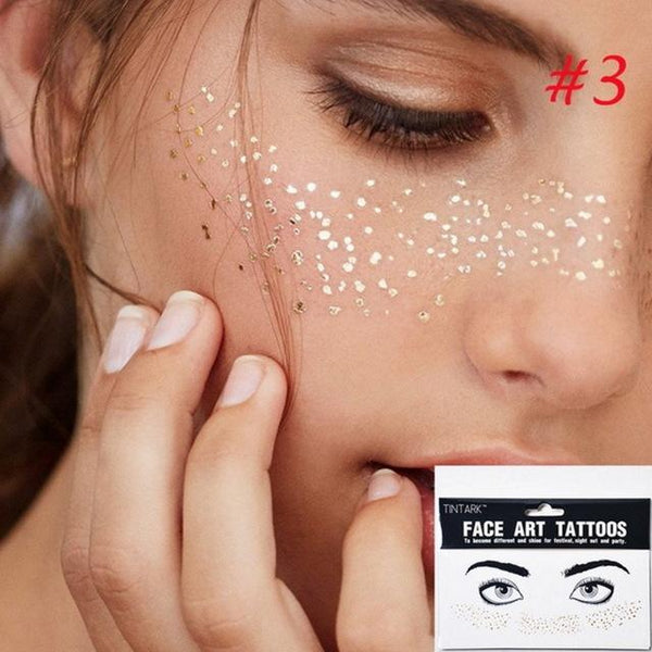 1pack Face flash tattoo Festival Party Body Glitter face art tattoo Sticker eye decals Eye shadow Freckles concealer Dot pattern