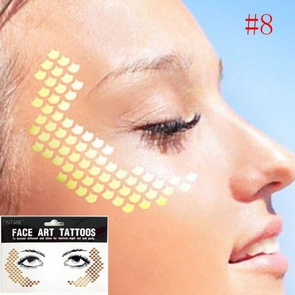 1pack Face flash tattoo Festival Party Body Glitter face art tattoo Sticker eye decals Eye shadow Freckles concealer Dot pattern