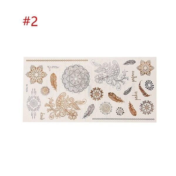 Gold Silver Color Temporary Leaf Flower Tattoos Removable Metallic Sex Products Jewelry Henna Tatouage Body Art Tatto Stickers
