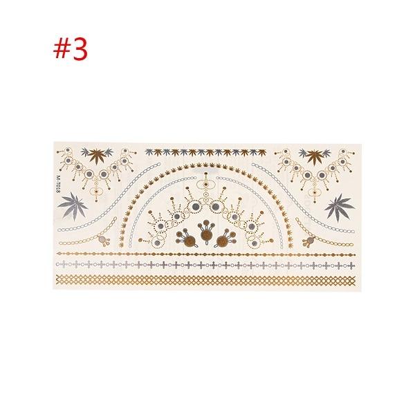Gold Silver Color Temporary Leaf Flower Tattoos Removable Metallic Sex Products Jewelry Henna Tatouage Body Art Tatto Stickers
