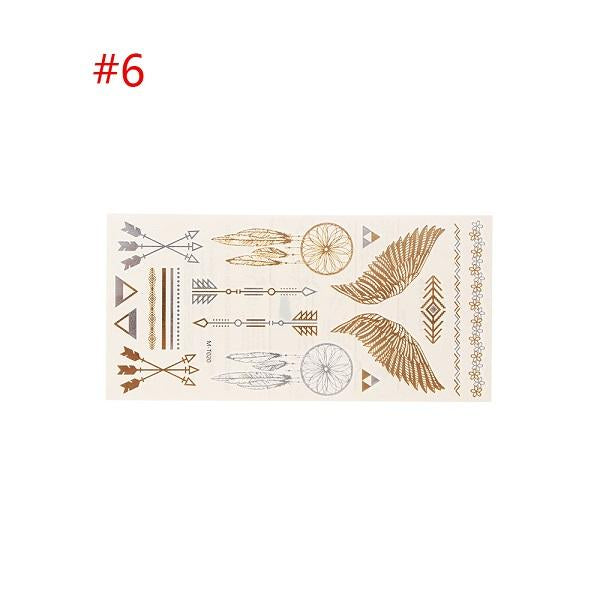 Gold Silver Color Temporary Leaf Flower Tattoos Removable Metallic Sex Products Jewelry Henna Tatouage Body Art Tatto Stickers