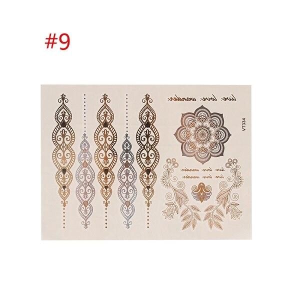 Gold Silver Color Temporary Leaf Flower Tattoos Removable Metallic Sex Products Jewelry Henna Tatouage Body Art Tatto Stickers