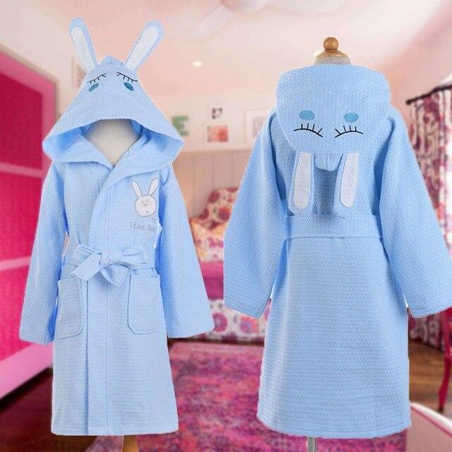 Children Hooded Bathrobe Kids Boys Girls Cotton Lovely Bath Robes Dressing Gown Kids Homewear Sleepwear with Belts summer