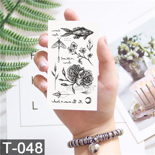 Waterproof temporary tattoo stickers on the body art temporary men tattoos lines rose fake tattoo stickers temporary tattoos