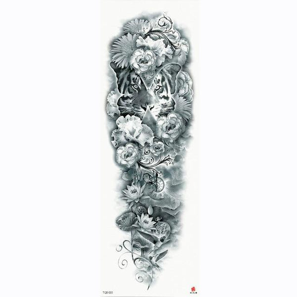 2018 New Full Flower Arm Tattoo Sticker Skeletons and Roses Temporary Body Paint Water Transfer Tattoo Sleeve