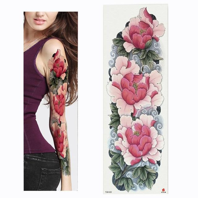 2018 New Full Flower Arm Tattoo Sticker Skeletons and Roses Temporary Body Paint Water Transfer Tattoo Sleeve