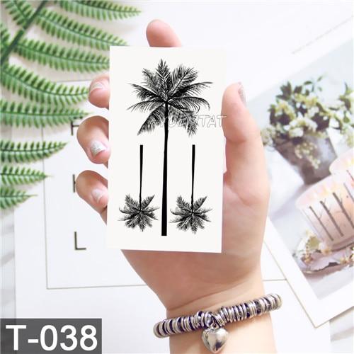 Black Geometric whale Temporary Tattoo Moon Deer Rose Tattoo Stickers Women Party Body Arm Art Fake Tattoo Leaf Men Flower Hands