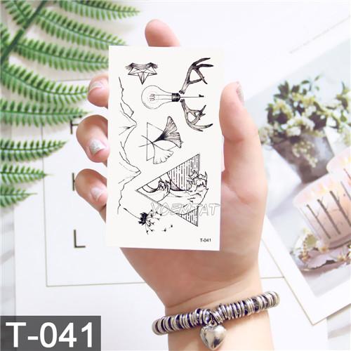 Black Geometric whale Temporary Tattoo Moon Deer Rose Tattoo Stickers Women Party Body Arm Art Fake Tattoo Leaf Men Flower Hands
