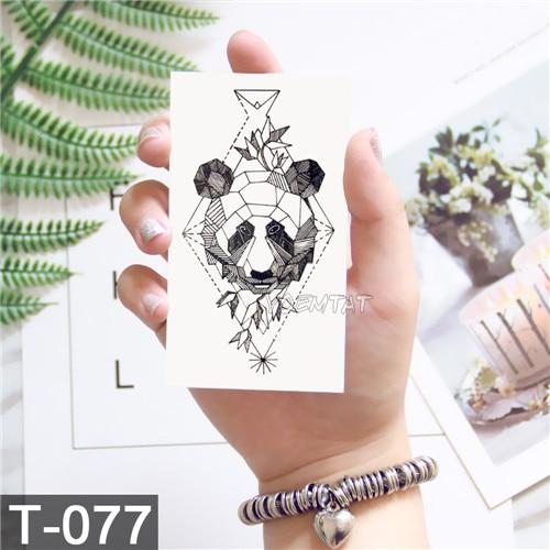 Black Geometric whale Temporary Tattoo Moon Deer Rose Tattoo Stickers Women Party Body Arm Art Fake Tattoo Leaf Men Flower Hands
