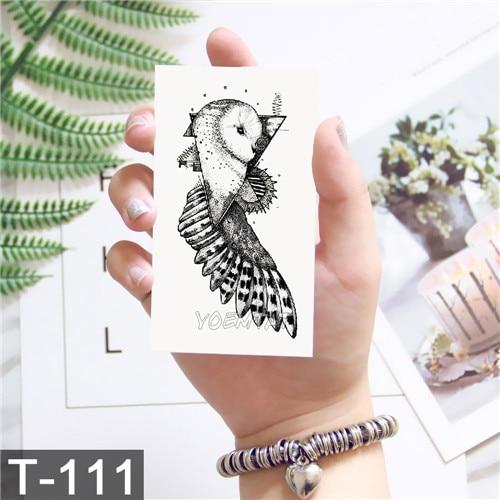 Black Geometric whale Temporary Tattoo Moon Deer Rose Tattoo Stickers Women Party Body Arm Art Fake Tattoo Leaf Men Flower Hands