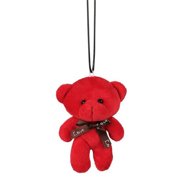 Car Pendant Plush Stuffed Cute Bear Decoration Hanging Ornament Automobile Rear View Mirror Suspension Tie Bear Accessories Gift