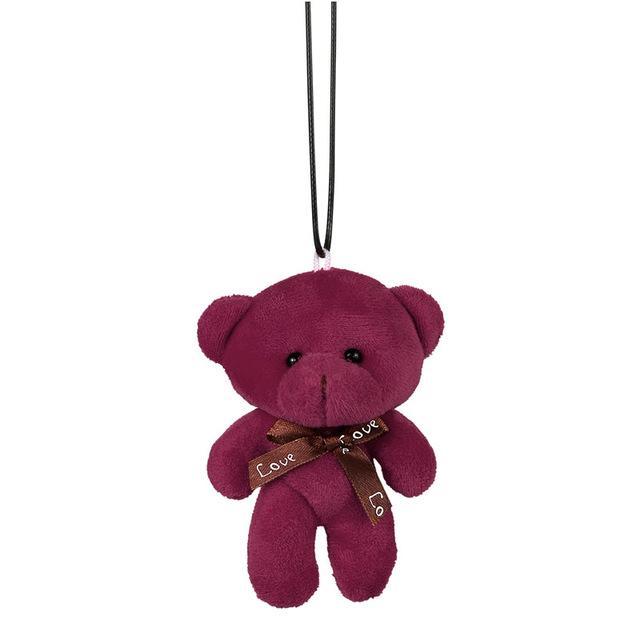 Car Pendant Plush Stuffed Cute Bear Decoration Hanging Ornament Automobile Rear View Mirror Suspension Tie Bear Accessories Gift