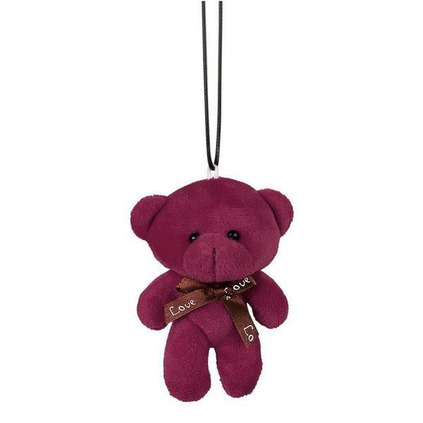 Car Pendant Plush Stuffed Cute Bear Decoration Hanging Ornament Automobile Rear View Mirror Suspension Tie Bear Accessories Gift