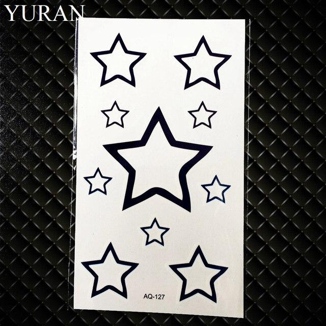 Black Stars Sky Moon Paw Waterproof Kids Tattoo Women Body Finger Arm Art Temporary Tatoo Men Hands Paste Ear Tattoo Stickers