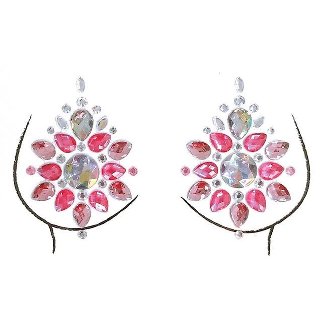 Shellhard 12 Styles Adhesive Sticky Gems Sticker Makeup Face Boob Jewel Crystal Festival Gems Party Makeup Stickers For Body Art