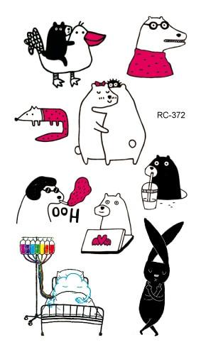 Rocooart RC369-395 New Water Proof Temporary Tattoo Stickers Cartoon Coloful Kid's Drawing Fox Fake Flash Taty Tattoo tatouage