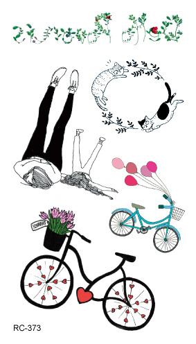 Rocooart RC369-395 New Water Proof Temporary Tattoo Stickers Cartoon Coloful Kid's Drawing Fox Fake Flash Taty Tattoo tatouage
