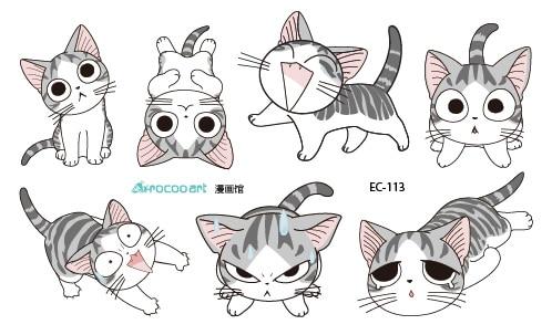 Rocooart EC112 Colorful Leopard cat Cute Emotion Butterfly Temporary Tattoo Sticker Body Art Water Transfer Fake Flash Taty