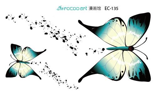 Rocooart EC112 Colorful Leopard cat Cute Emotion Butterfly Temporary Tattoo Sticker Body Art Water Transfer Fake Flash Taty