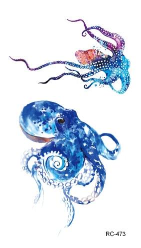 Rocooart RC464-475 New Water Proof Temporary Tattoo Stickers Cartoon Coloful Ocean Fish Dance Fake Flash Taty Tattoo tatouage