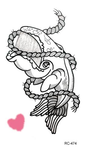 Rocooart RC464-475 New Water Proof Temporary Tattoo Stickers Cartoon Coloful Ocean Fish Dance Fake Flash Taty Tattoo tatouage