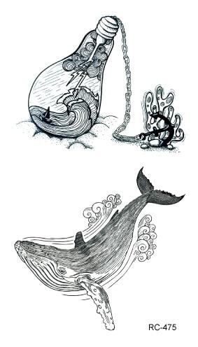 Rocooart RC464-475 New Water Proof Temporary Tattoo Stickers Cartoon Coloful Ocean Fish Dance Fake Flash Taty Tattoo tatouage