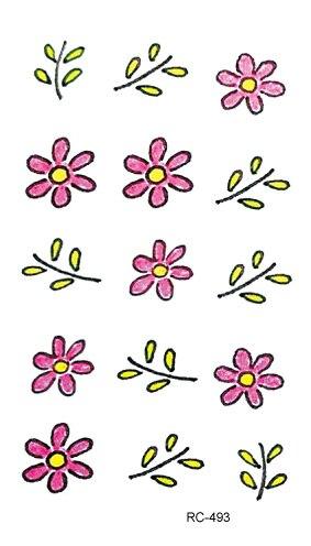 Rocooart RC476-498 New Water Proof Temporary Tattoo Stickers Cartoon Coloful Ink Flowers Leaf Fake Flash Taty Tattoo tatouage