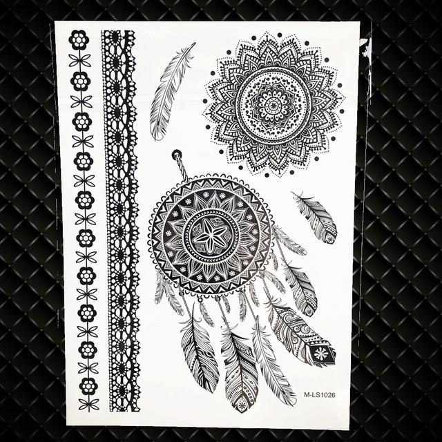 White Henna Dreamcatcher Temporary Tattoo For Women Wedding Body Art Tatoo Paste Waterproof Dream Catcher Fake Tattoo Stickers