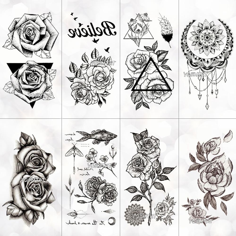 New Waterproof Temporary Tattoo sticker old school rose pattern tattoo Water Transfer tattoo flash tattoo