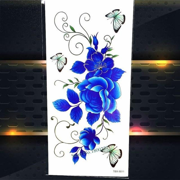 Purple Rose Jewelry Water Transfer Tattoo Stickers Women Body Chest Art Temporary Tattoo Girl Waist Bracelet Flash Tatoos Flower